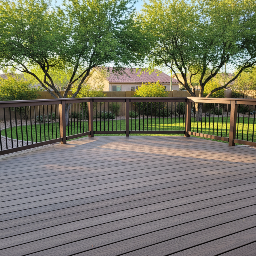 Completed composite decks work at a residential property in Tempe, AZ