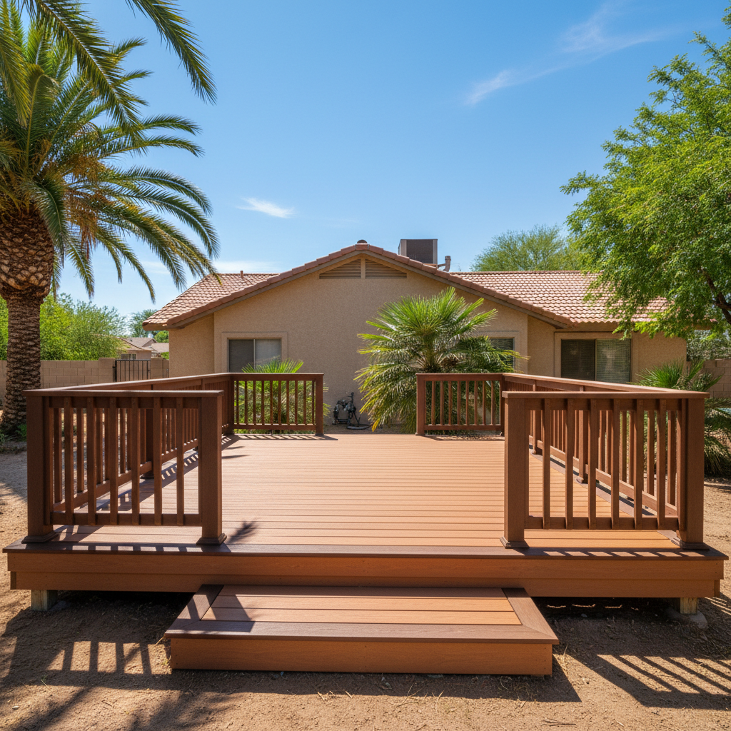 Completed trex decks work at a residential property in Coolidge, AZ