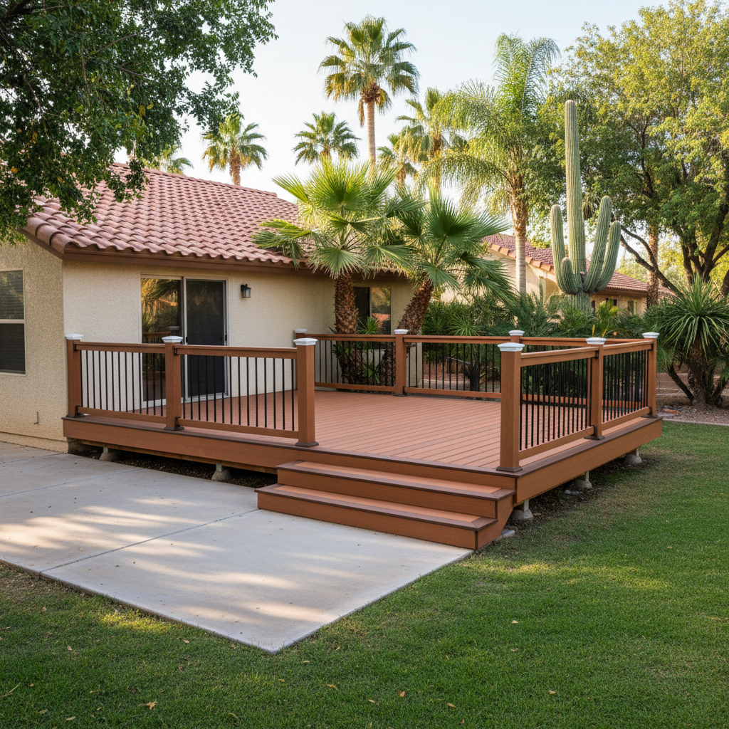 Completed trex decks work at a residential property in Chandler, AZ