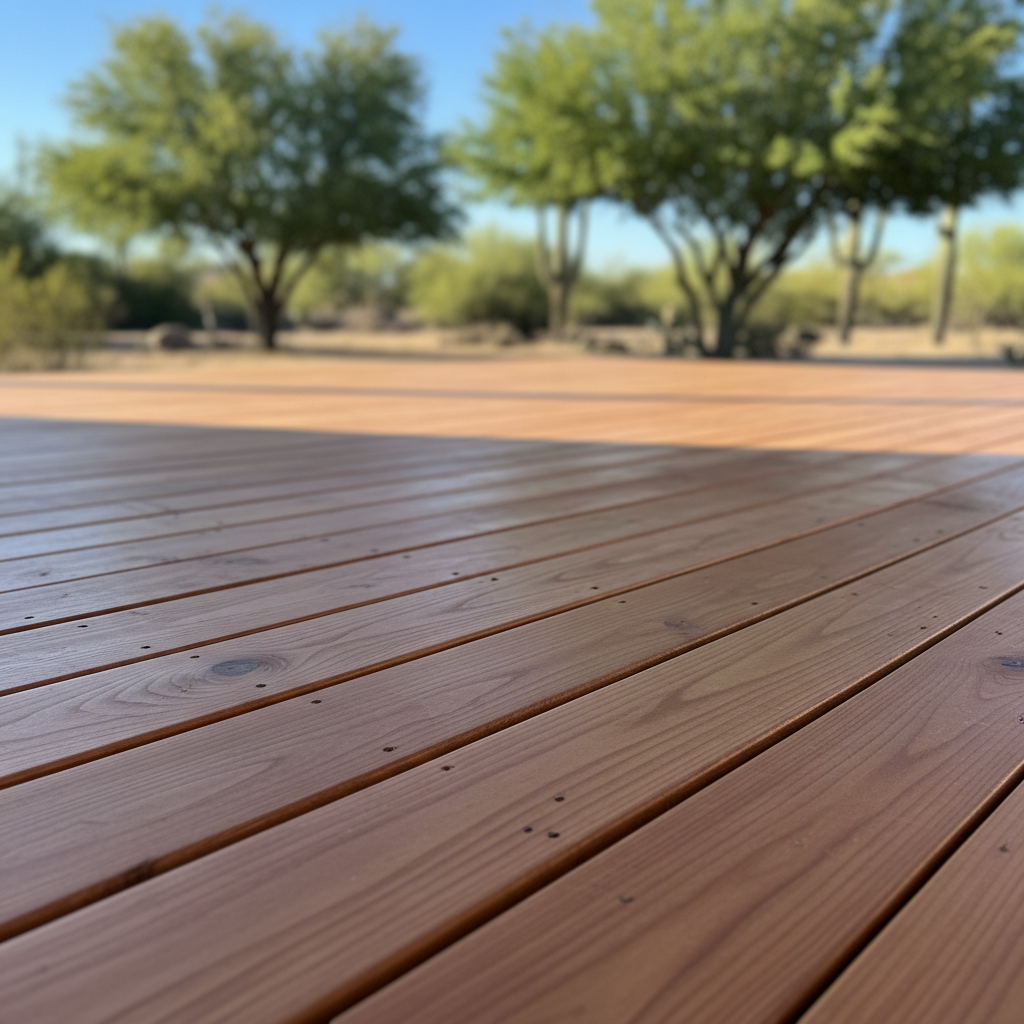 Completed deck construction work at a residential property in El Mirage, AZ
