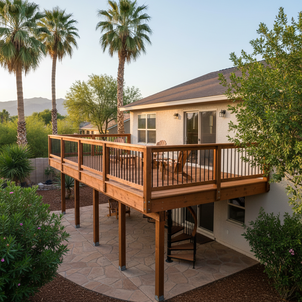 Completed wooden decks work at a residential property in Glendale, AZ