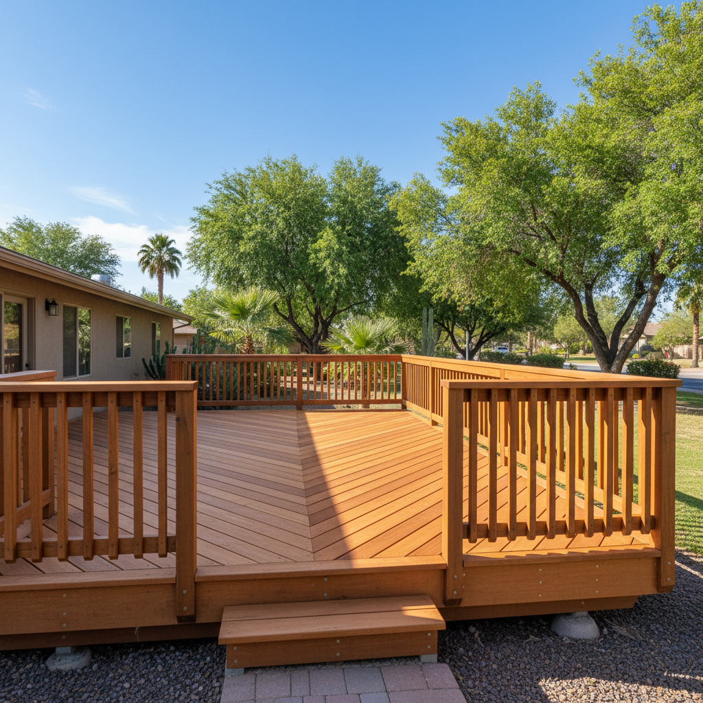 Completed wooden decks work at a residential property in Laveen, AZ
