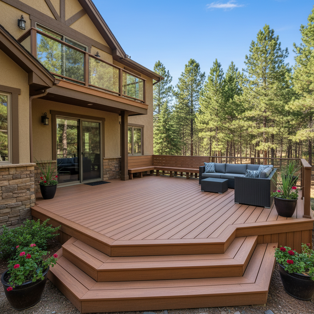 Completed trex decks work at a residential property in Flagstaff, AZ