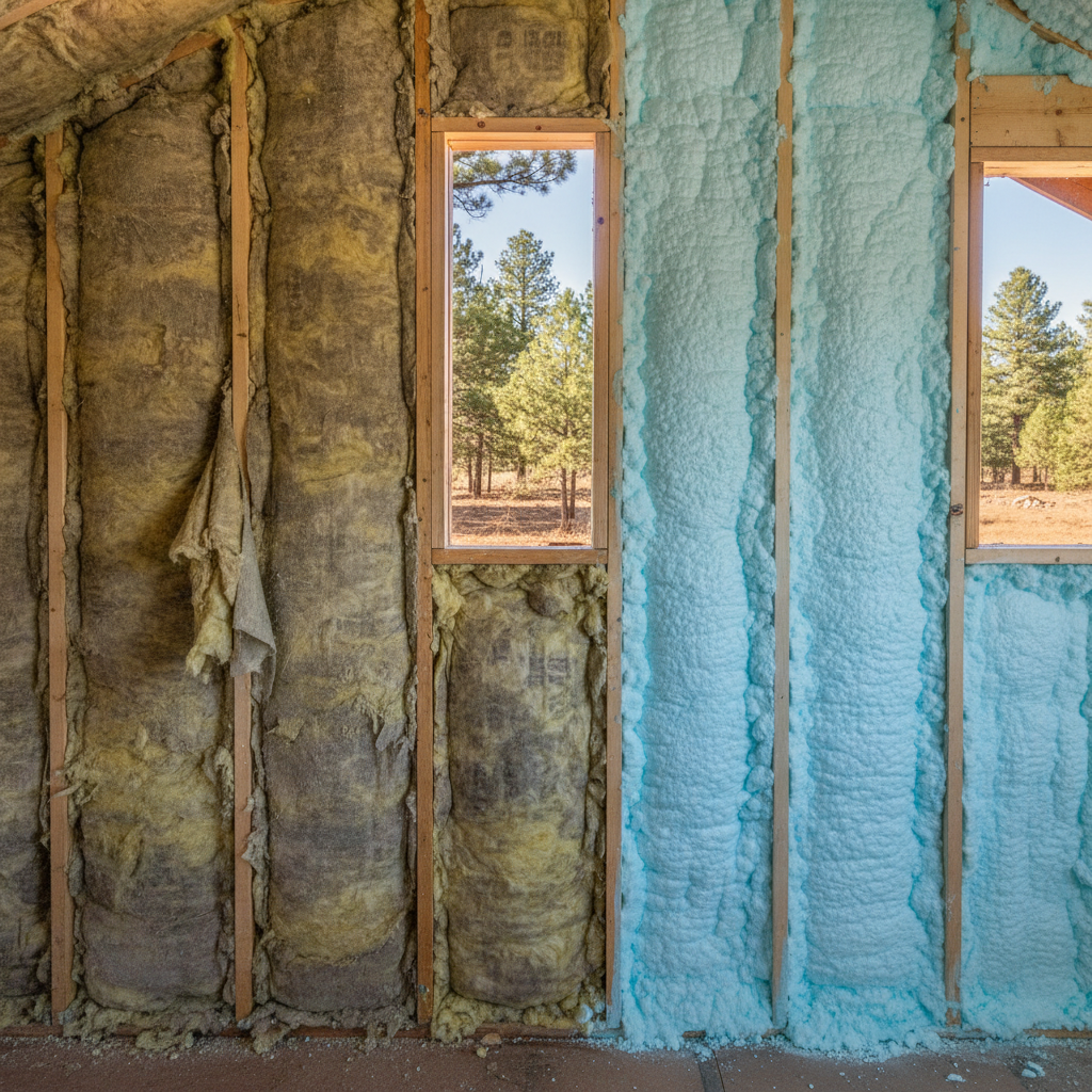 Completed open cell spray foam work at a residential property in Flagstaff, AZ
