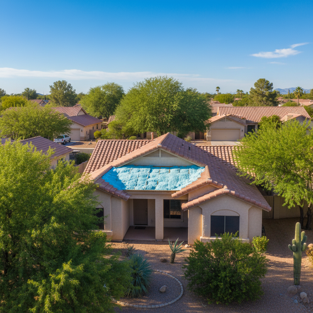 Completed attic insulation work at a residential property in Gilbert, AZ