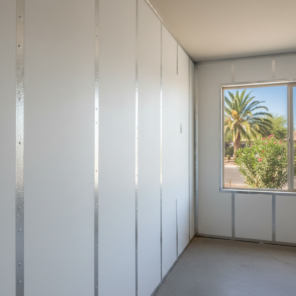 Completed garage insulation work at a residential property in Mesa, AZ