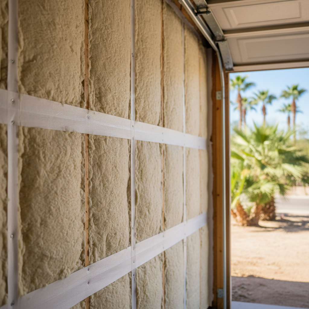 Completed garage insulation work at a residential property in Glendale, AZ