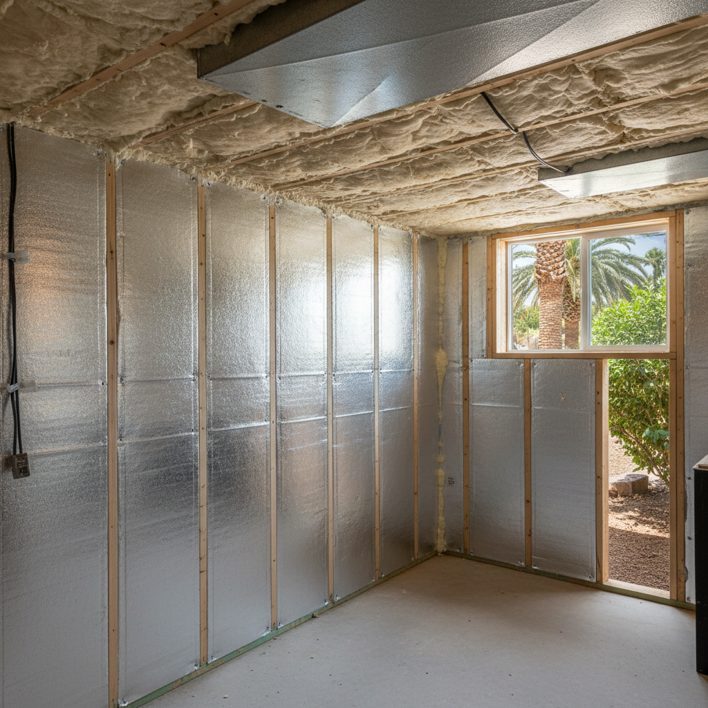Completed basement insulation work at a residential property in Mesa, AZ