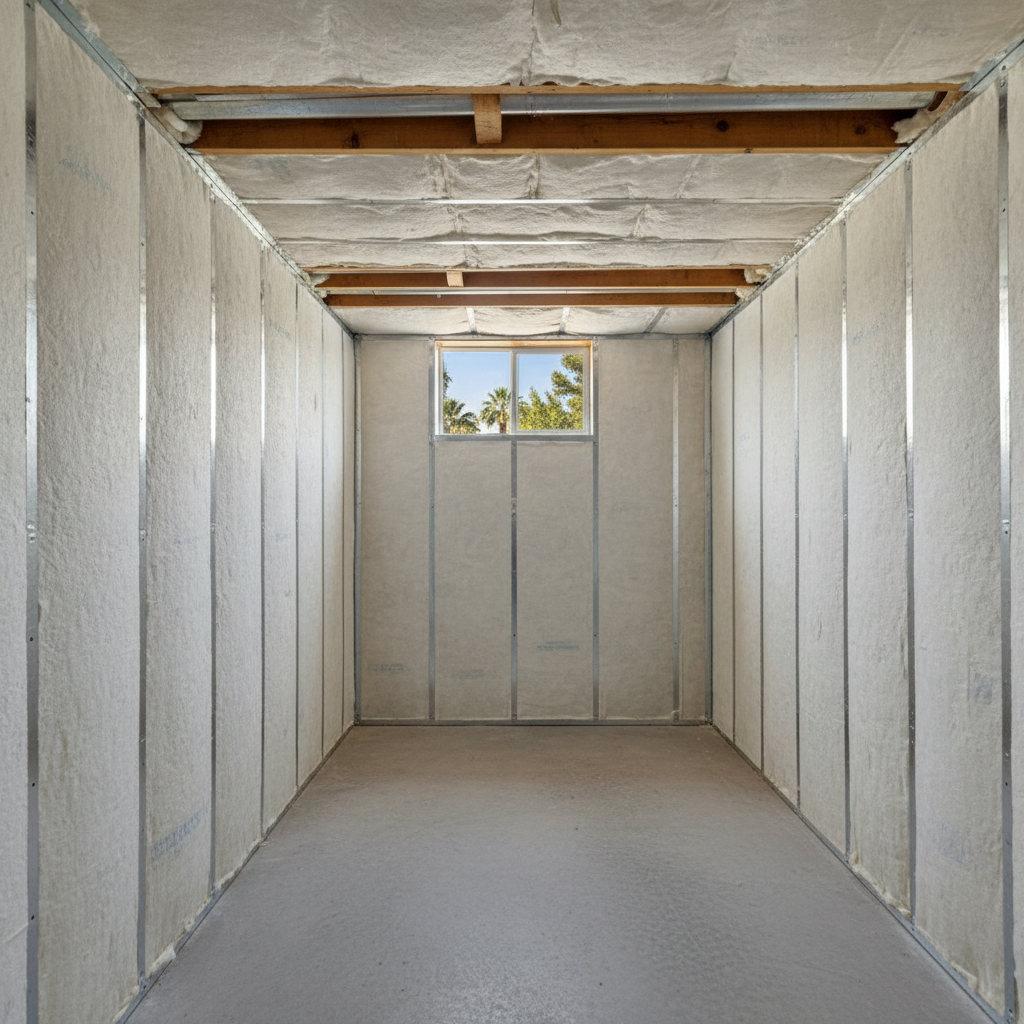 Completed basement insulation work at a residential property in Tempe, AZ