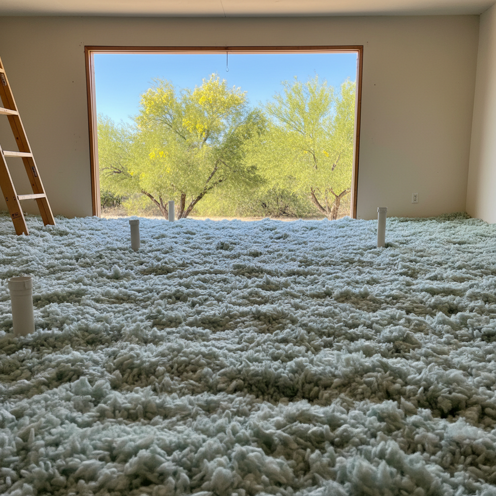 Completed blown-in insulation work at a residential property in Tucson, AZ