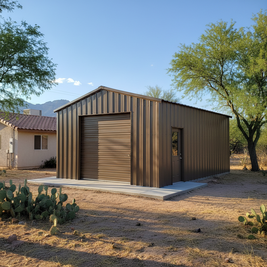 Completed metal building installation work at a residential property in Apache Junction, AZ