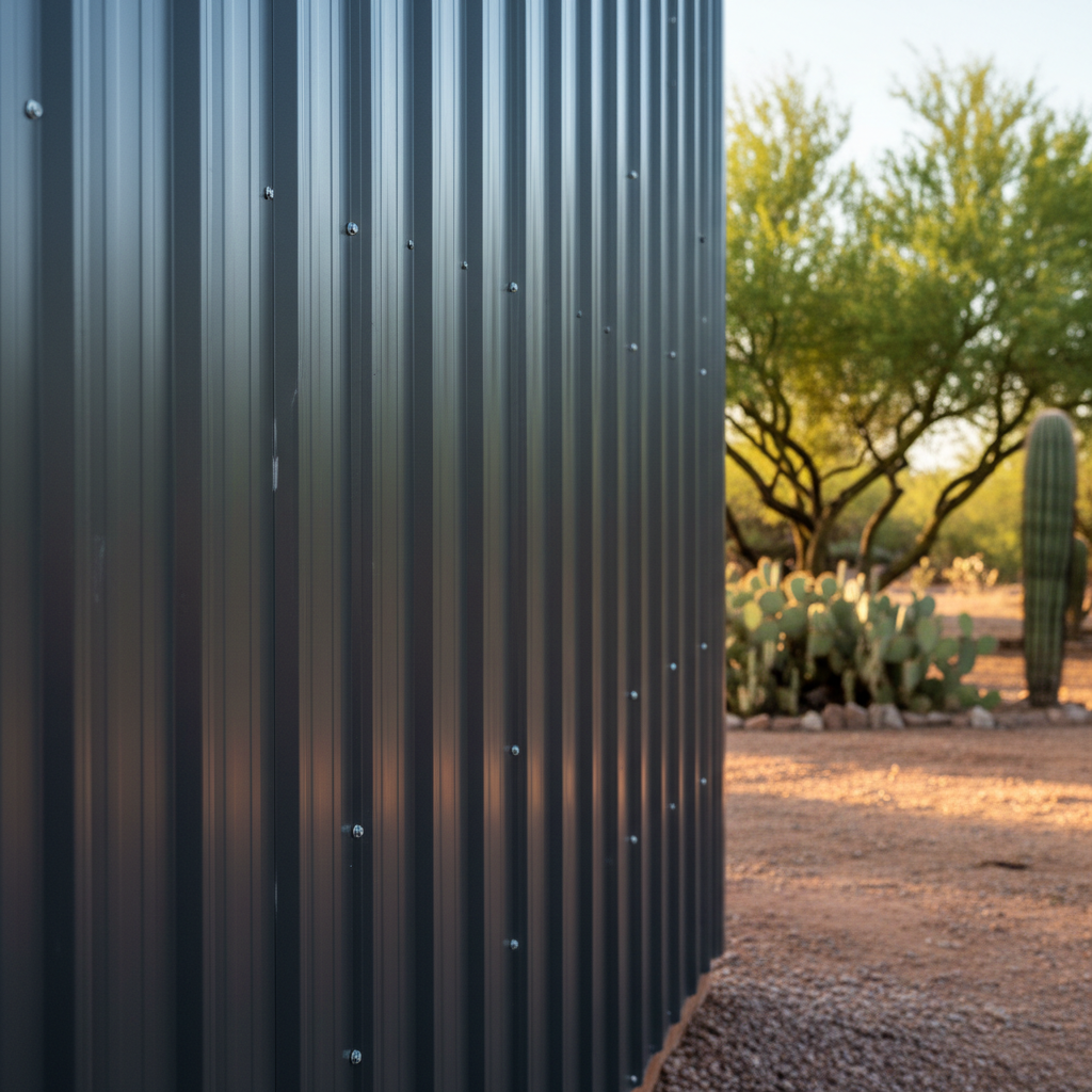 Completed metal barndominiums work at a residential property in Marana, AZ