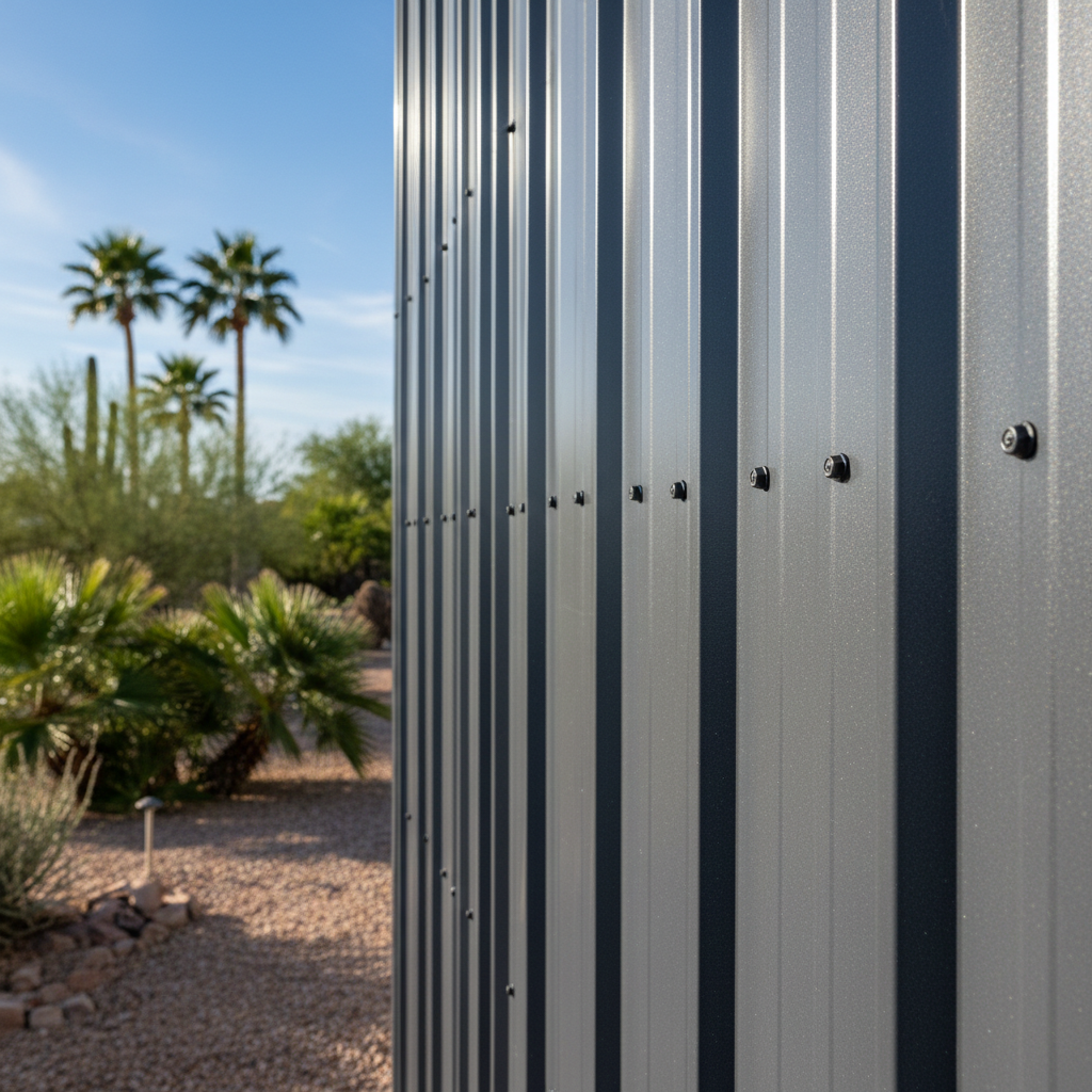 Completed metal barndominiums work at a residential property in Mesa, AZ