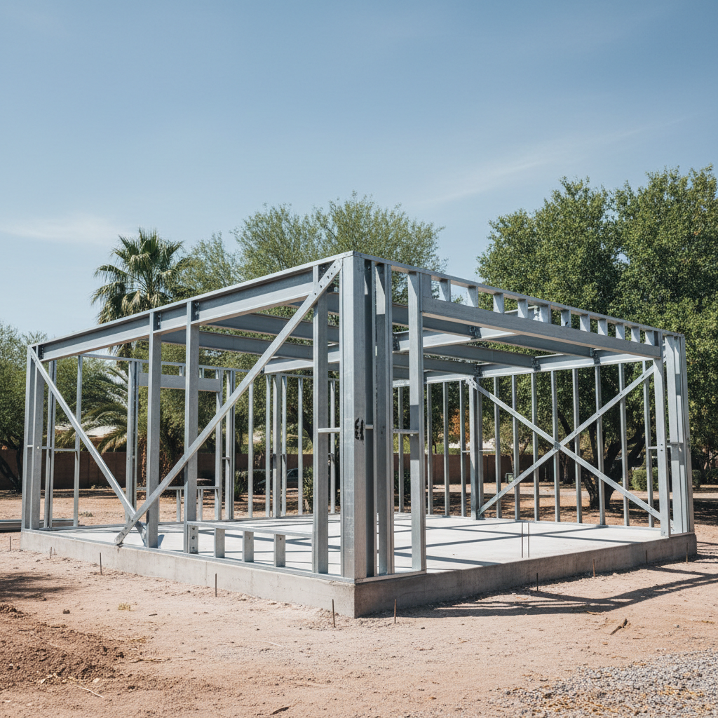 Completed steel frame erection work at a residential property in Peoria, AZ