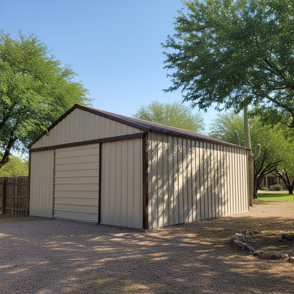 Completed metal pole barns work at a residential property in Chandler, AZ