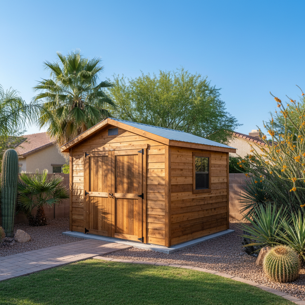 Completed storage sheds work at a residential property in Scottsdale, AZ