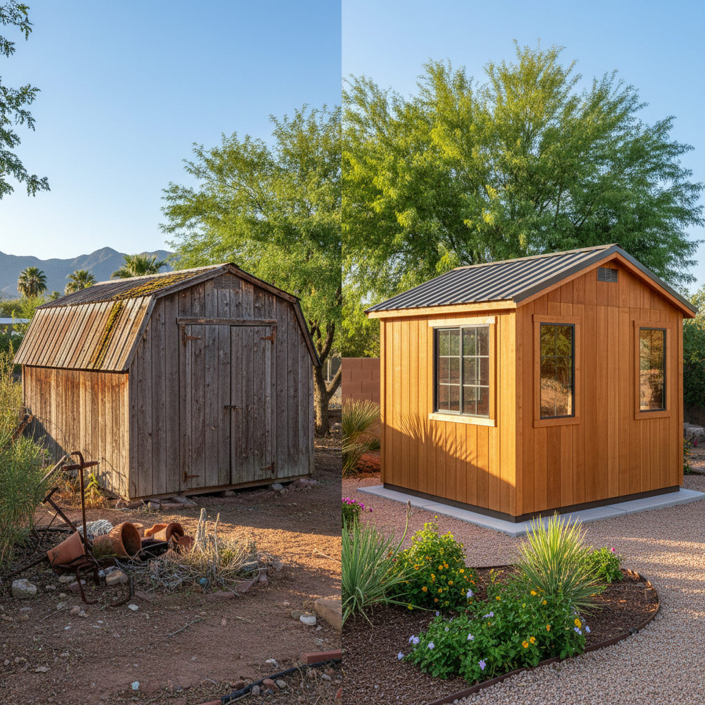 Completed garden sheds work at a residential property in Scottsdale, AZ
