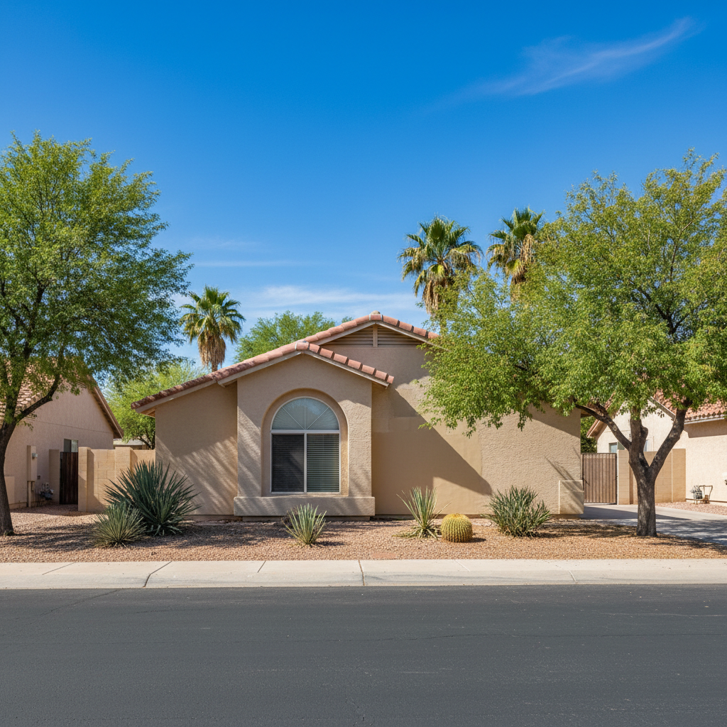 Completed stucco repair work at a residential property in Chandler, AZ