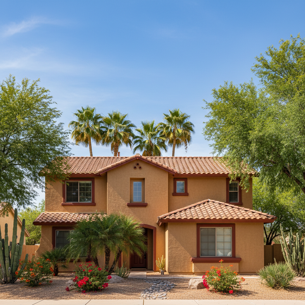 Completed stucco painting work at a residential property in Phoenix, AZ