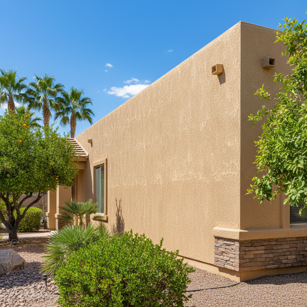 Completed residential stucco work at a residential property in Mesa, AZ