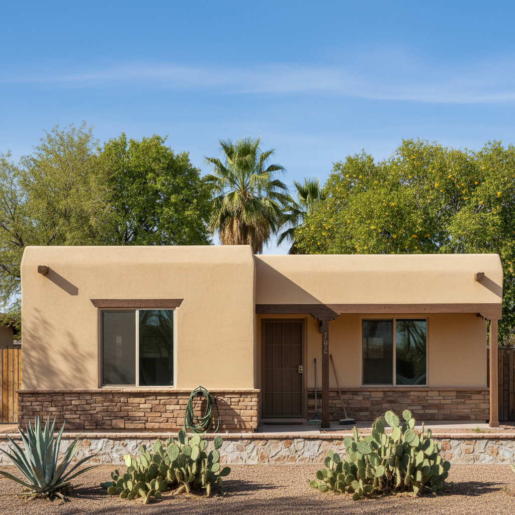 Completed stucco removal work at a residential property in Yuma, AZ