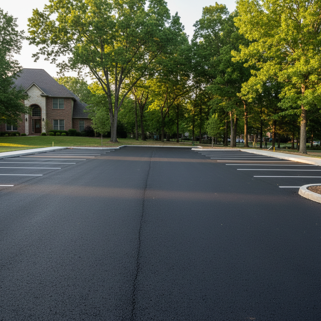 Completed parking lot paving work at a residential property in Springdale, AR