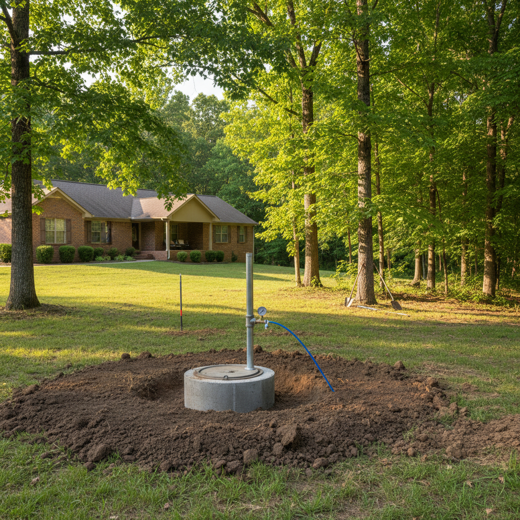 Completed well drilling work at a residential property in Fayetteville, AR