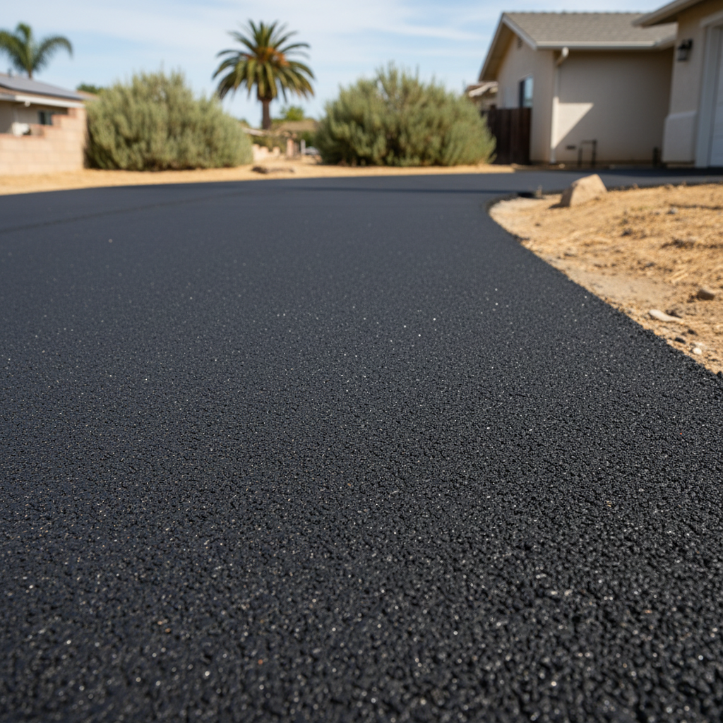 Completed asphalt paving work at a residential property in Westminster, CA