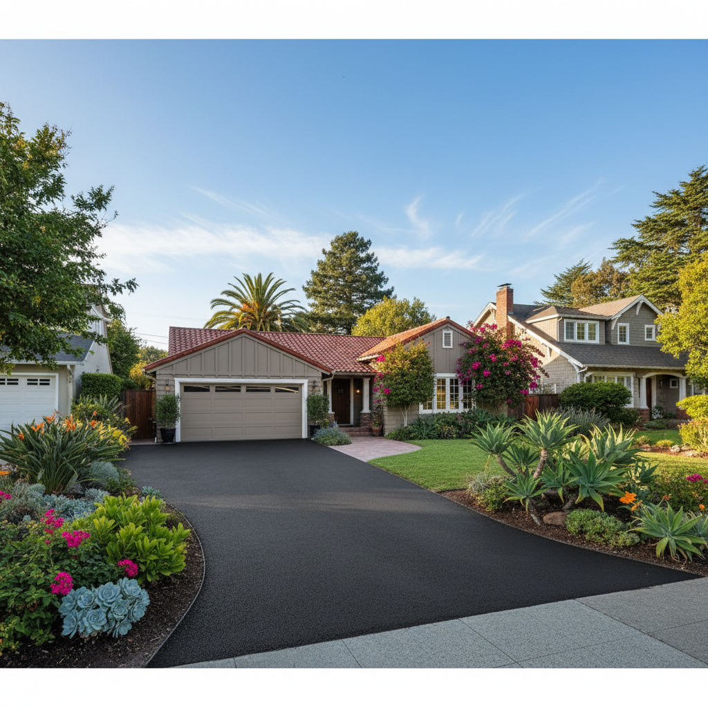Completed residential asphalt work at a residential property in Burlingame, CA