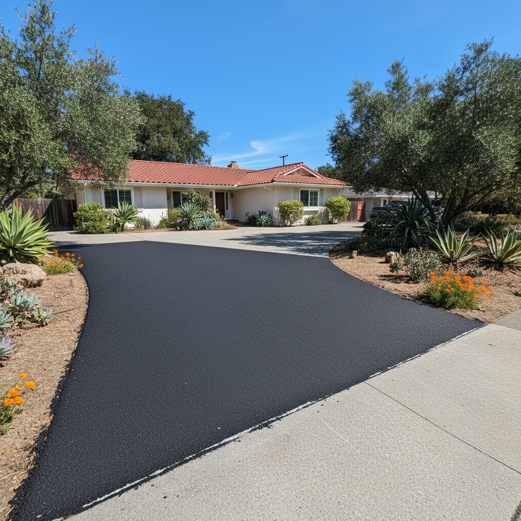 Completed asphalt patching work at a residential property in Los Altos, CA