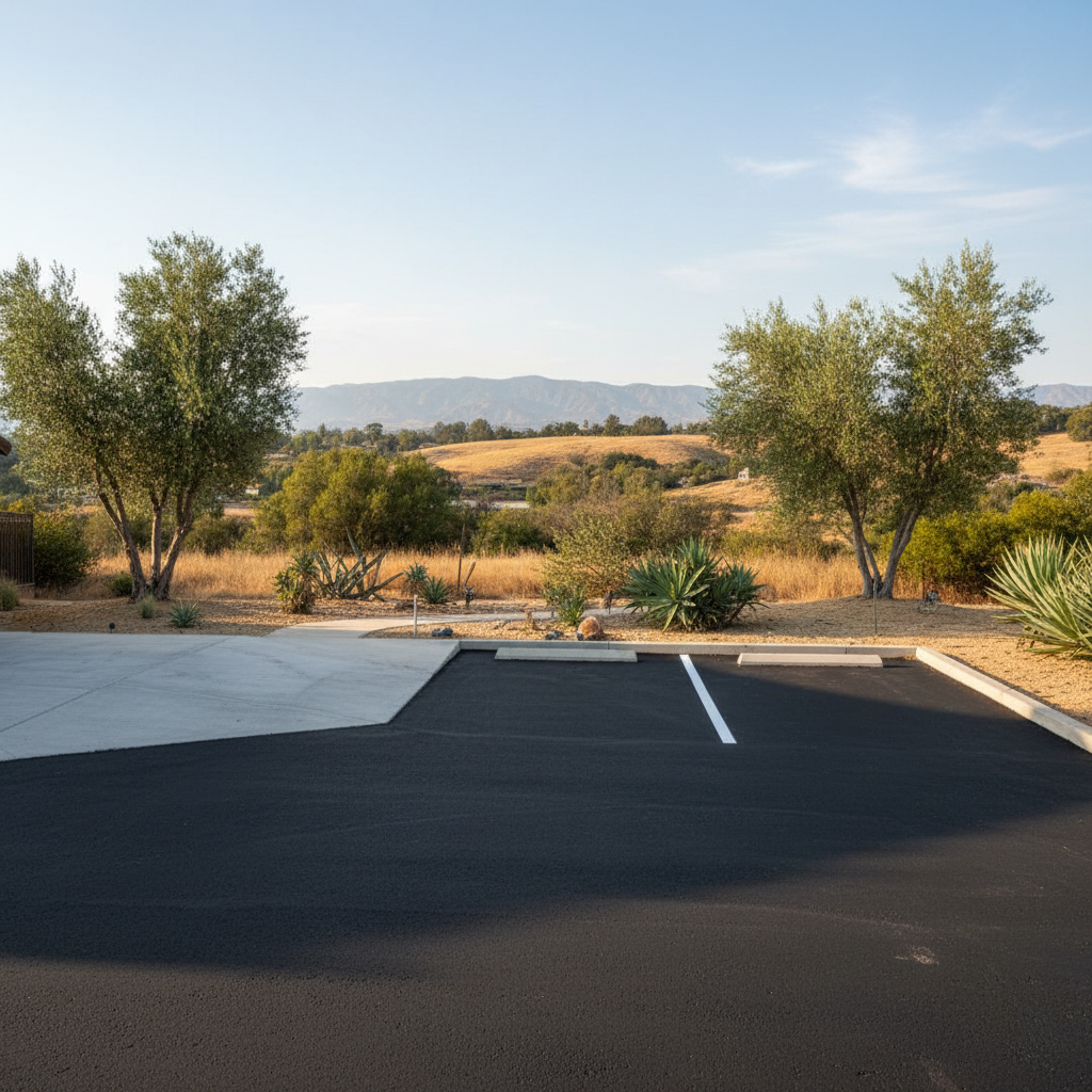 Completed asphalt striping work at a residential property in Murrieta, CA