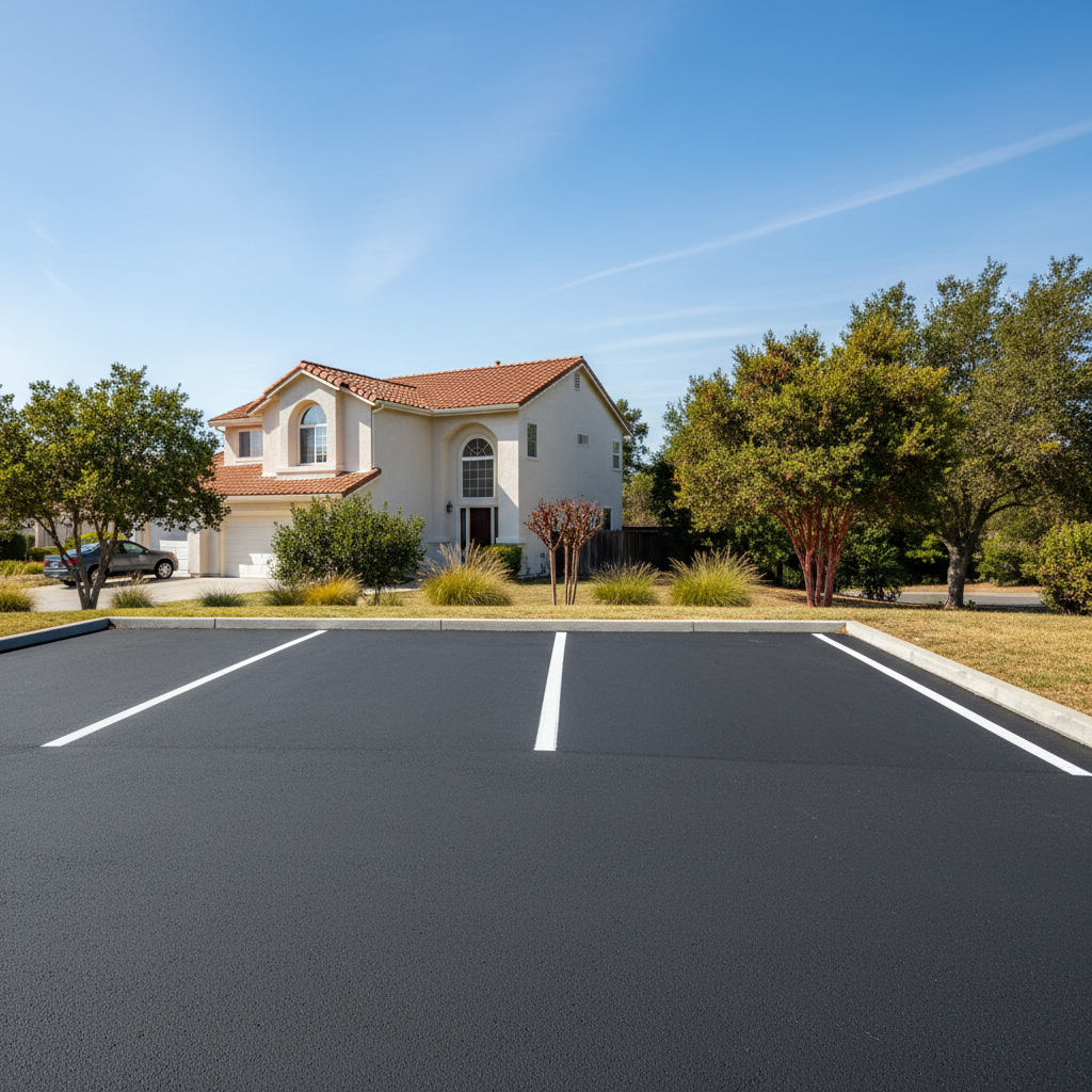Completed asphalt striping work at a residential property in Fremont, CA