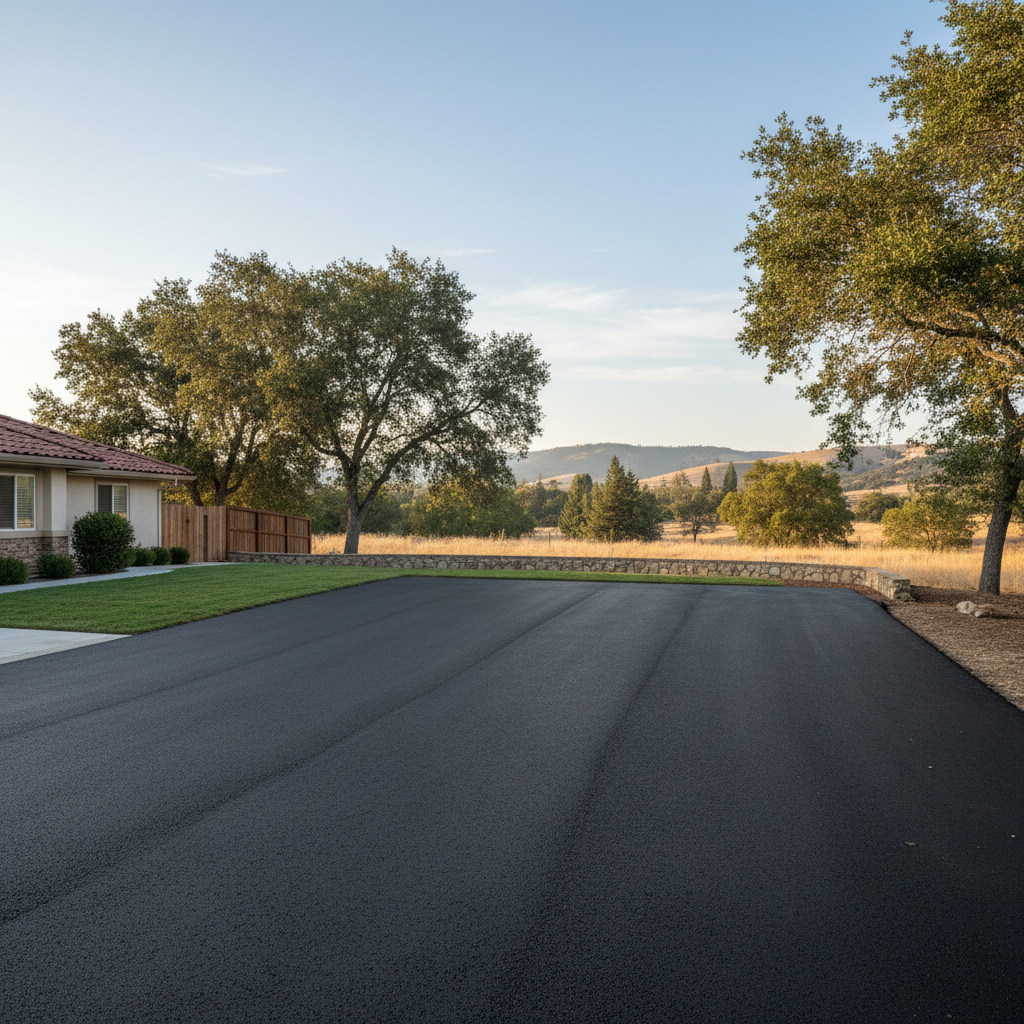 Completed parking lot paving work at a residential property in Chico, CA