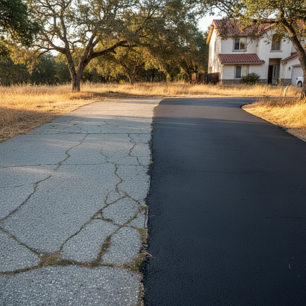 Completed slurry coating work at a residential property in Redding, CA