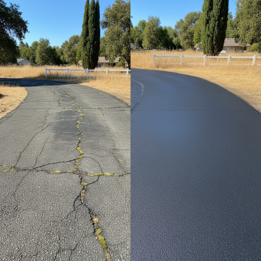 Completed slurry coating work at a residential property in Chico, CA