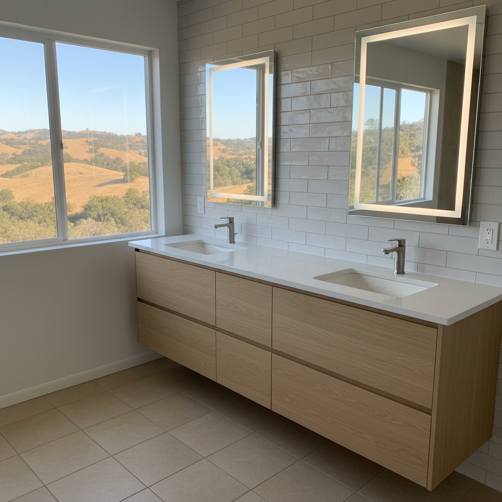 Completed vanity and sink installation work at a residential property in Azusa, CA