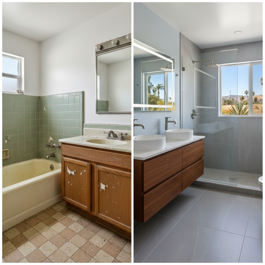 Completed tile and flooring installation work at a residential property in Baldwin Park, CA