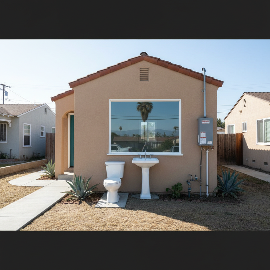 Completed plumbing work work at a residential property in Bell, CA