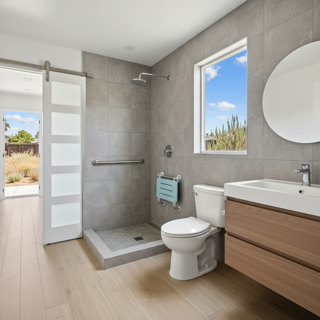 Completed handicap accessible bathrooms work at a residential property in Carson, CA