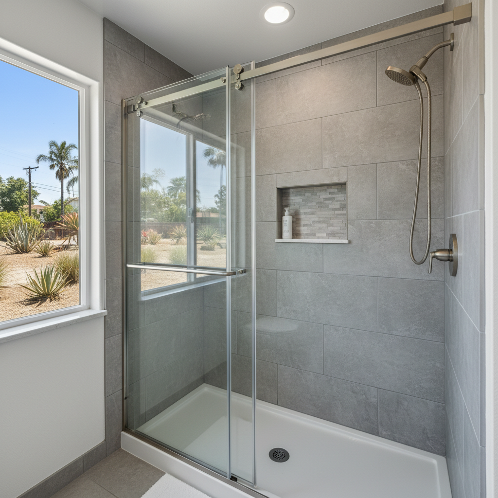 Completed shower replacement work at a residential property in Sherman Oaks, CA