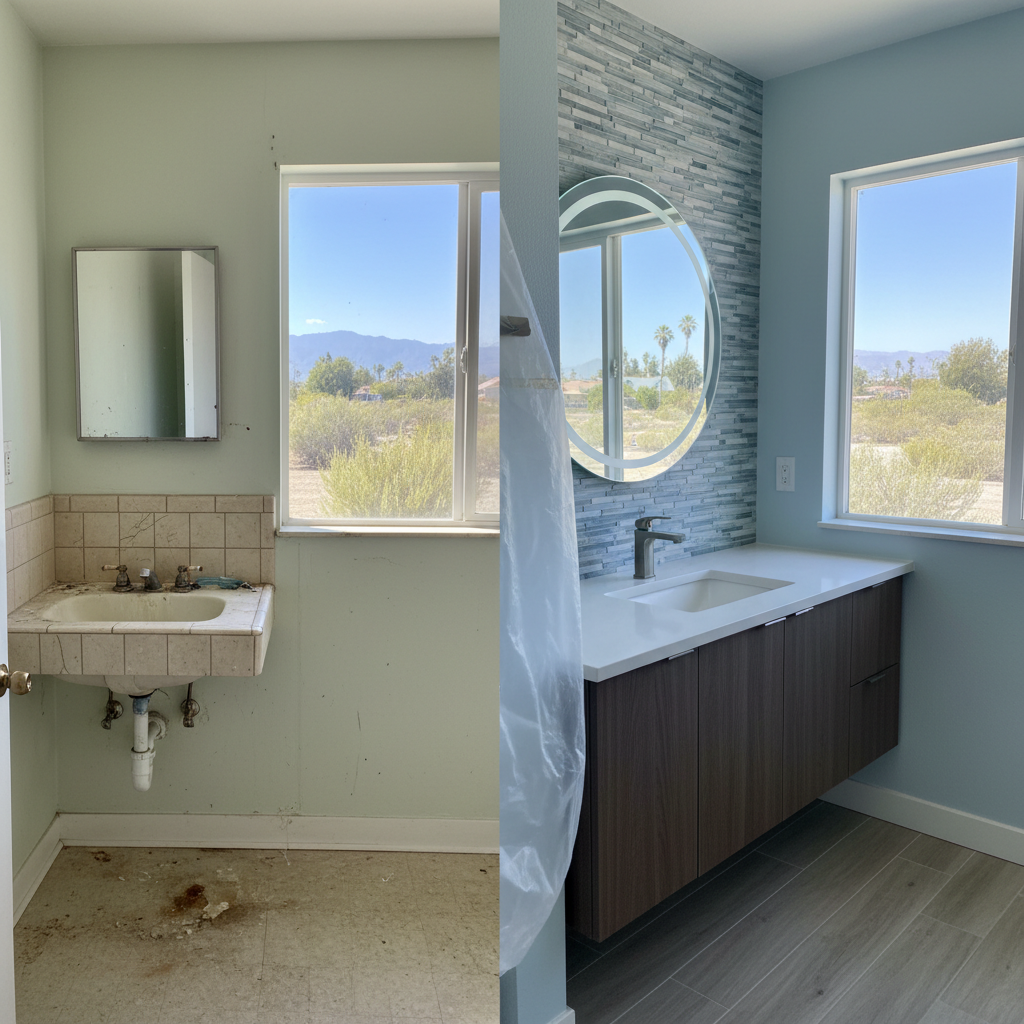 Completed vanity and sink installation work at a residential property in El Monte, CA