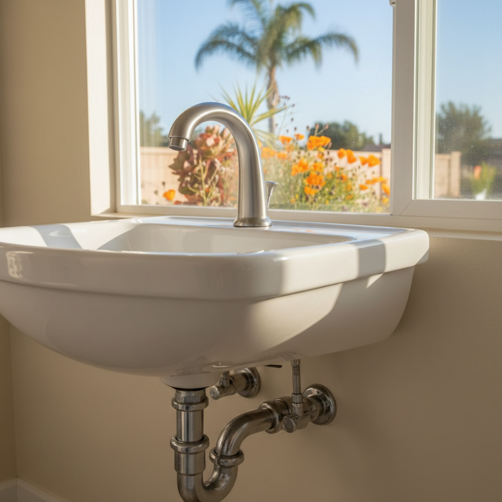 Completed plumbing work work at a residential property in Fullerton, CA