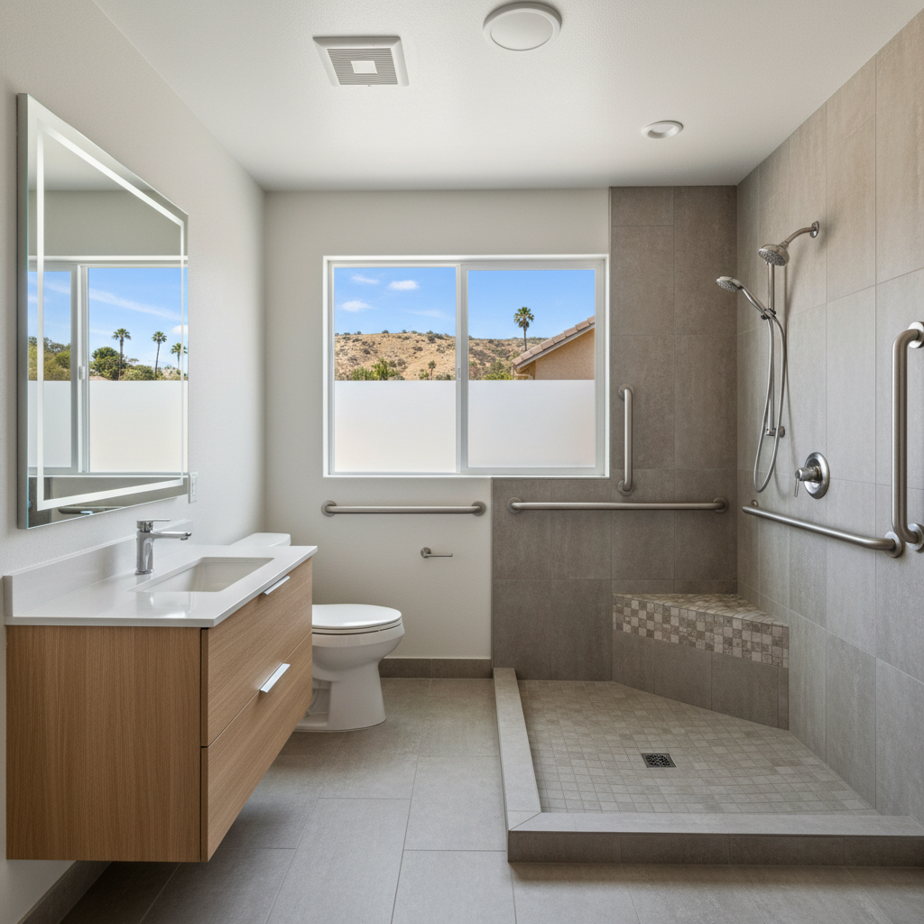 Completed handicap accessible bathrooms work at a residential property in Hawthorne, CA