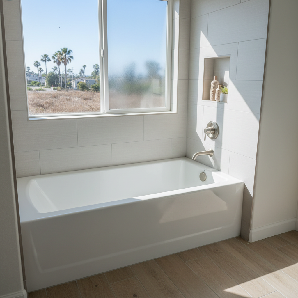 Completed bathtub replacement work at a residential property in Huntington Beach, CA