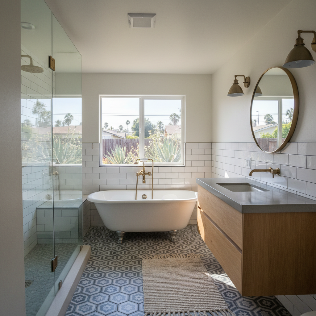 Completed bathroom modernization work at a residential property in Inglewood, CA