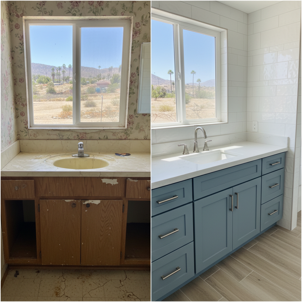 Completed vanity and sink installation work at a residential property in La Mirada, CA