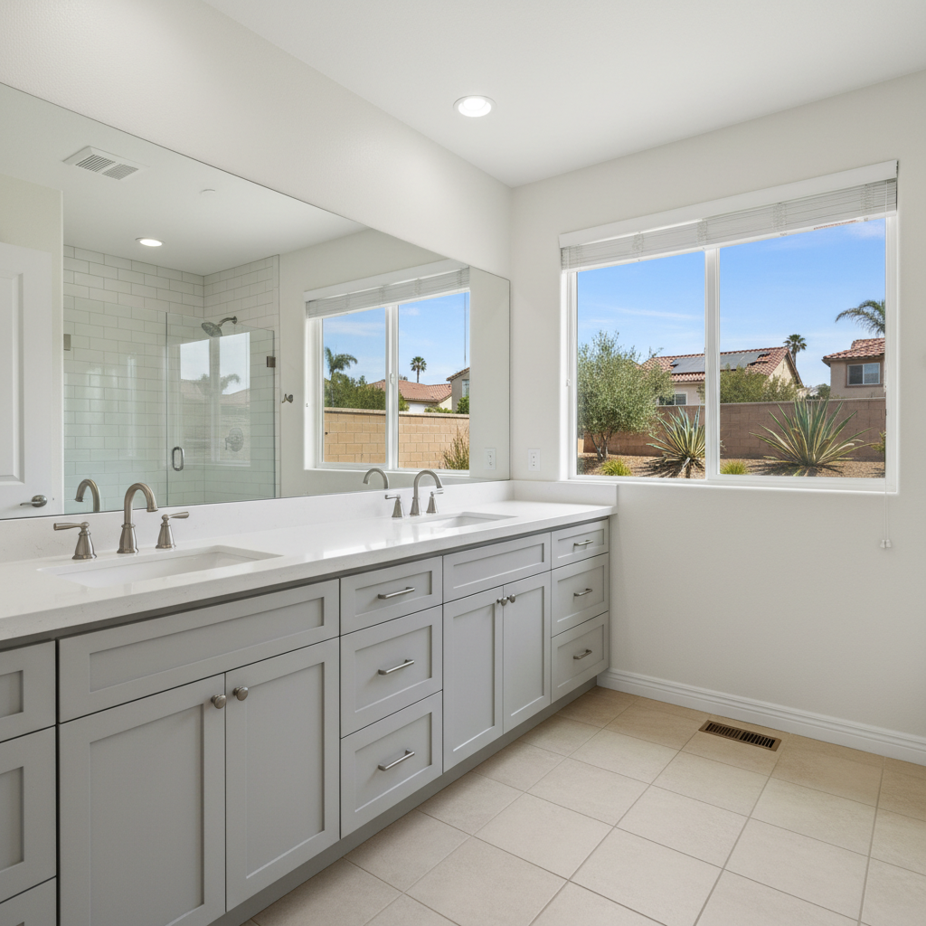 Completed vanity and sink installation work at a residential property in Irvine, CA