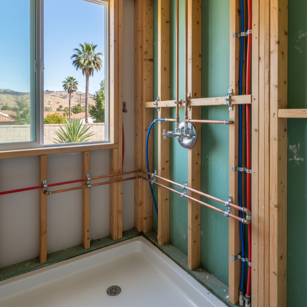 Completed plumbing work work at a residential property in Lakewood, CA