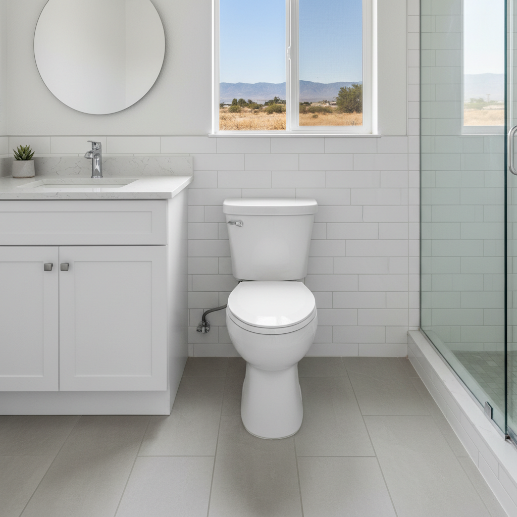 Completed toilet installation work at a residential property in Lancaster, CA