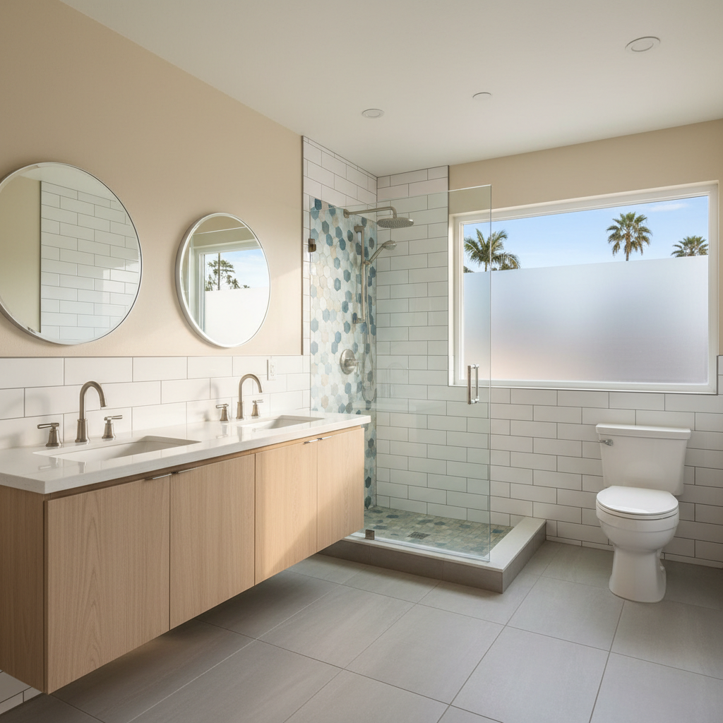 Completed bathroom remodel work at a residential property in Long Beach, CA